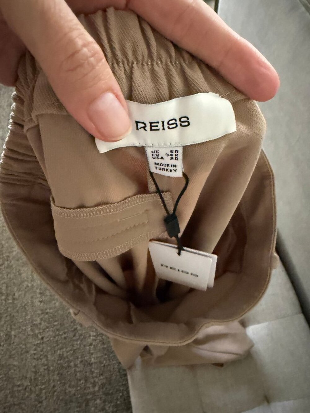 Reiss Pull-On Trousers, Khaki – Size 6 – New With Tags - Picture 4 of 6